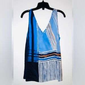 NIC + ZOE VNeck & Back Beautiful Bright Blue Silk Blend Sz Large or L Petite